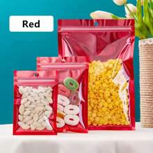 50pcs Red Transparent Reusable Zipper Bags, Mini Design, Suitable For Storing Jewelry, Food, Coffee, Spices, Candies, Cards, Nail Stickers, Crystals, Ideal For Home & Business Use, Also Great For Holidays, Birthdays, Weddings, Parties, Family Gatherings, Gift Packaging - Red - View 6
