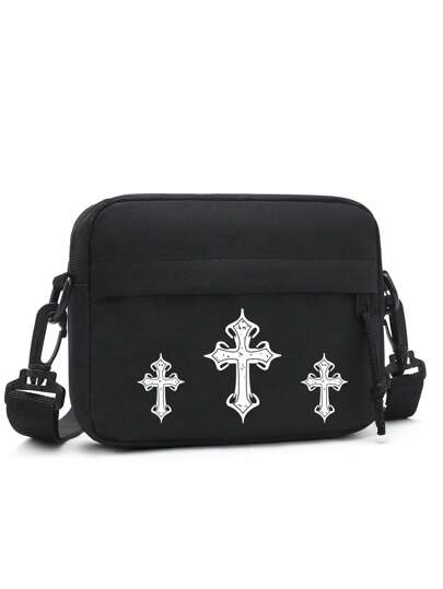 单肩包、斜挎包、小方包、男士时尚简约纯色小斜挎包、日常休闲轻便迷你尼龙防水单肩包、骑行包、基督教礼物、基督教胸包、基督教斜挎包、十字架包、耶稣包、举起十字架、举起耶稣、运动健身包、适合青少年、夏季、休闲、户外、运动、度假、旅行、毕业礼物、生日礼服配饰街头服饰