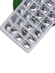 72 件/包平底彩色斧头形双孔手工缝制纽扣，DIY 水钻装饰适用于礼服和婚纱配饰 - 彩色 - 查看 6