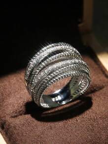 1 pièce Bague croisée vintage à plusieurs couches pour femmes, en argent sterling 925, cadeau de bijoux fin pour la Saint-Valentin