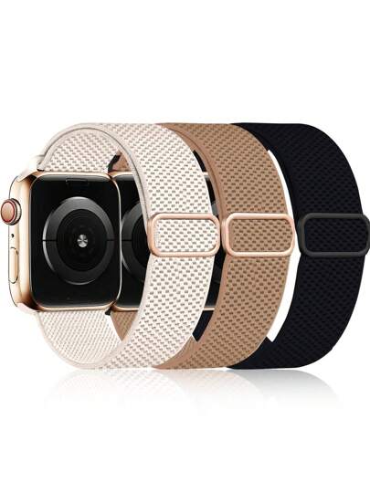 chinbersky 3 Packs Stretchy Solo Loop Band Compatible With Apple Watch Band 38mm 40mm 41mm For Women Men, Adjustable Sport Elastic Nylon Strap Compatible With Apple Watch Series Ultra/SE/8/7/6/5/4/3/2/1