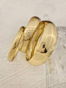 Set de 5 piezas/4 piezas/3 piezas/2 piezas de pulseras asimétricas gruesas de estilo punk simple, accesorio de joyería de belleza atemporal para mujeres, puede tener pequeños rasguños