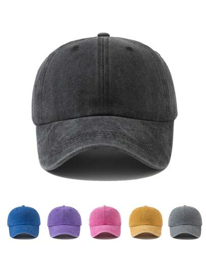 1 件儿童中性婴儿纯色水洗棒球帽，适合春、夏、秋季防晒、日常装