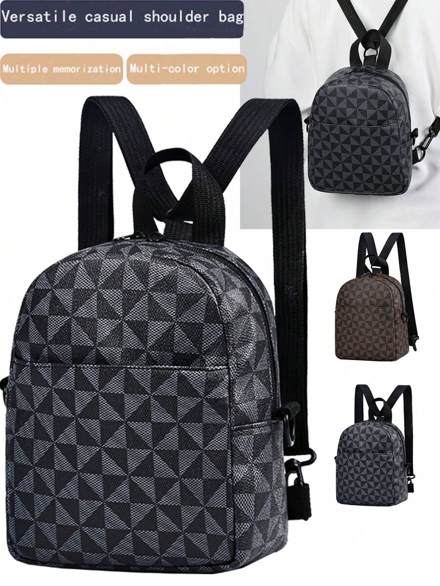 [Two Kinds Of Back Method, Can Be Oblique Back, Can Be Shoulders] Highly Attractive Level Level Leather Texture Backpack New Casual Retro Backpack National Style Simple [Zipper Direction Is Free] Suitable For Teen Summer Casual Outdoor Athletic Or Vacation Travel Or Graduation Gifts Or Birthday Dress Accessories