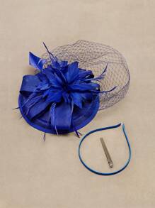 قبعة مصغرة والبصيرة 1 قطعة بريشة وبرقع للحفلات والحفلات الشاي وسباقات كنتاكي والعرس، قبعة صغيرة