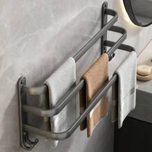 Bathroom Towel Rack, With 3-Layer Design, Convenient For Drying. Smooth Surface, Easy To Install. Suitable For Kitchen, Bathroom, Laundry Room - Dark Grey - View 2