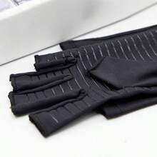 1 双铜压缩长无指手套，锻炼臂套，增强手部、手腕和手臂支撑，适合男女，骑自行车、跑步、健身和户外运动 - 黑色 - 查看 12