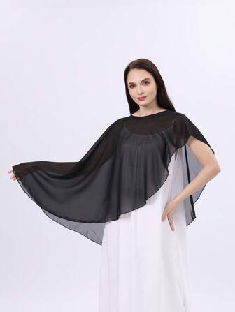 1pc Women's Elegant Solid Color Pullover Lightweight Shawl, Breathable, Fashionable, Suitable For Evening Dates And Casual Outings