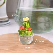 4PCS Handmade Mini Resin Cactus Cute Miniature Cacti Figurines Home Office Desk Tabletop Simulation Plants Decorations Car Interior Dashboard Ornaments
