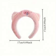 Bandă de păr drăguță din pluș cu model de porc roz, accesoriu de păr în stil animal, cerc de păr la modă, potrivită pentru spălarea feței și coafura, decor de baie pentru casă, decor de toamnă, înapoi la școală