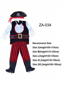Disfraz de pirata para niños, traje de capitán pirata Jack para niños y niñas, apto para mascaradas o actuaciones en festivales - Multicolor - Ver 4