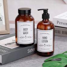 A Set Of Simple Bathroom Canister Storage Labels For Shampoo Body Wash Lotion Hand Soap Dish Soap Waterproof Labels, Stickers, Wall Decal, Vinyl Decal For Home Decorations, Spring Decoration Items Refresh Your Home, Rama Decoration Stickers Gifts Birthday Graduation