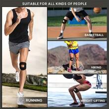 1 Pc-Adjustable Elastic Patella Knee Brace For Knee Discomfort, Knee Compression Sleeve Knee Brace, Workout Knee Pads For Women And Men-Suitable For Basketball, Tennis, Fitness, Running-10cm/4in Above Knee Circumference:30-56cm/12-22in, Black/ Grey Gym Accessories Knee Support