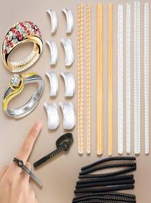 Ring Size Adjuster For Loose Rings, 12 Packs 4 Sizes Invisible Clear Silicone Ring Protector With Finger Size Measuring Tool, Ring Adjuster Tightener Spacer Fits Oversized Rings, Makes Ring Smaller Without Resizing - Multicolor - View 9