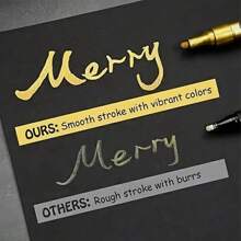 12pcs Metallic Acrylic Markers - Water-Based, Vibrant Colors For DIY Crafts, Doodling & Touch-Ups - Perfect For Halloween, Christmas, Thanksgiving Decorations