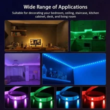 1 件 3.28 英尺/6.56 英尺/9.8 英尺/13.1 英尺/16.4 英尺/32.8 英尺/49.2 英尺/65.6 英尺 RGB 5050 LED 灯带，USB 3 键控制器，适用于派对氛围装饰、家居装饰、客厅、卧室、电视背光、环境照明、房间装饰用品、LED 灯、小夜灯、Luz Led - 多色光 - 查看 3