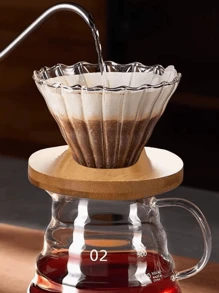 1 Bộ/40 Bộ pha cà phê thủy tinh trong suốt có khay tre! Choxila 2 cái/Bộ, Bộ pha cà phê Pour Over, Bình pha cà phê thủy tinh và cốc lọc có chân đế bằng tre, Bình thủy tinh và ống nhỏ giọt cà phê Quay lại trường học - Nhiều màu - Xem 11