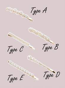 5 piezas Pinzas para el cabello con perla, en varias combinaciones. Pinzas para el cabello de aleación con perlas falsas, adecuadas para uso diario, fiestas y citas. Pinzas para el cabello, ganchos para el cabello, hebillas para el cabello