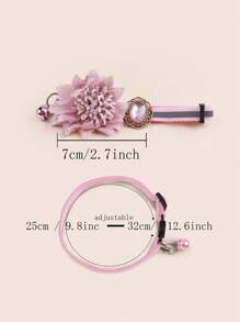 1 件韩式流苏布花和亚克力金属装饰配件，适合猫和小型犬日常佩戴