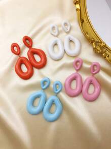 1PR Light Weight Fashionable Chunky Molten Oval Hoop Geometric Hoop Chunky Drop Earrings For Women For Party For Daily Dress