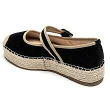 Mary Jane Espadrilles With Rope Platform Sole - Black - View 3