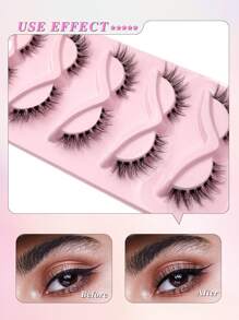 ENCHUW 5 par rzęs Fox Eye, rzęsy Cat Eye z przezroczystym paskiem, wydłużone rzęsy Winged End, puszyste, miękkie, naturalne, długie, sztuczne rzęsy z norek