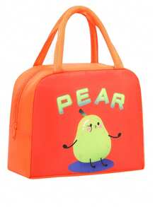1pc Cartoon Fruit Print Insulated Lunch Bag, Large Capacity Student Bento Box Pouch, Waterproof Zipper Closure - Multicolor - View 16
