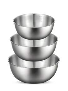 3 PiecesStainless Steel Mixing Bowl Set - Nesting Bowls For Cooking, Baking And Food Prep | Easy To Clean, Space-Saving Design - Silver - View 2