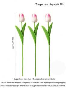 3 件人造 PU 郁金香，逼真纹理假花，适合家庭、办公室、婚礼装饰 - 彩色 - 查看 12