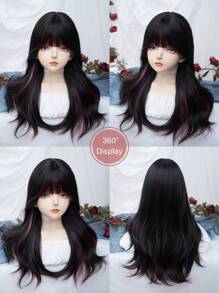 1 件合成耐热卷发带刘海假发多发 24 顶部全编织日常自然逼真假发。