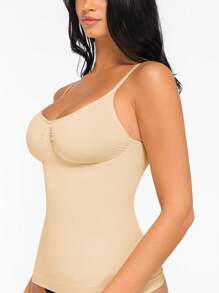 FeelinGirl Womens Tank Top Shapewear Tummy Control Tops Slimming Cami Tank Seamless Compression V Neck Camisole - Màu be - Xem 3