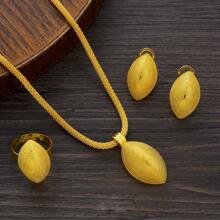 Dubai Eritrean Women Golden Color Pendant, Ring, Earring 3pcs Jewelry Set, Ethiopic Wedding Bridal Jewelry Gift For Holidays - A - View 7