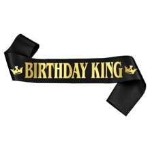 2 件/套男士生日腰带和头饰，包括生日皇冠、大号腰带丝带蜡烛和蛋糕装饰，生日礼物，适合任何年龄段的生日快乐派对礼品用品、圣诞节 - 金色 - 查看 8