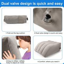 Lightweight Portable Inflatable Wedge Pillow - Ideal For Sleeping, Leg Elevation. Fast Inflation & Deflation For Bed, Travel, Camping Use - Grey - View 10