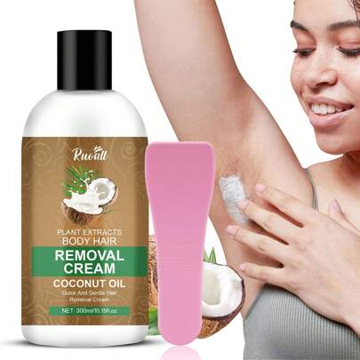 椰子强效脱毛膏，无痛温和不刺激，脱毛干净，5分钟快速脱毛，适用于去除唇部、腋下、腿部、手臂、私处