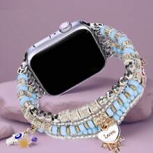 波西米亚风树脂串珠手链表带适用于 Apple Watch Ultra 2/Series 10/9/8/7/SE/6/5/4/3/2 - 可调节轻质波西米亚风格表带适用于 49/45/44/42/41/40/38 毫米女士时尚配饰 - 38-40-41-42毫米(S10) - 查看 10