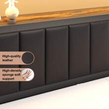 Bed Frame With Storage Headboard And LED Sensor Lights, Upholstered Headboard With Charging Station, Metal Platform Bed With Drawers, Noise-Free, Non-Slip, Black - Xem 5