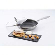 Sartén Universal Tri-Capa de Acero Inoxidable 24 cm – Antiadherente Híbrido con Tapa de Vidrio – Apto para Inducción, Gas y Eléctrico – Horno hasta 260°C – Profesional, Durable y de Alto Rendimiento - 1 - Ver 7