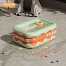 1pc Orange & Cream Simple Garden Rectangular Inflatable Pool For Families & Adults, Portable Small Paddle Pool, Oversized Thickened Family Water Play Center, Outdoor, Garden, Backyard, Summer Splash Party