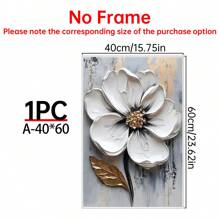 1 Pieza Pintura al óleo de flor blanca grande en 3D, Pintura de flor con textura gruesa en 3D, Arte de pared con textura floral, Arte en lienzo floral, Decoración de arte moderno para sala de estar, Arte botánico floral para decoración del hogar, Regalo, Decoración creativa de pared para el hogar, Dormitorio, Sala de estar, Cocina, Baño, Cafetería
