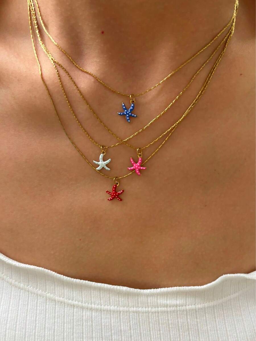 Monlansher Colar com pingente de peixe em forma de oceano, feito à mão, de aço inoxidável esmaltado, 1 peça, para mulheres, acessório moderno e versátil