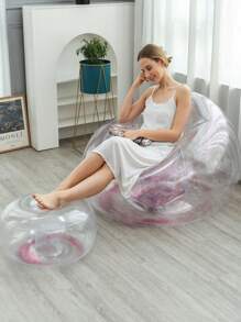 1pc Inflatable Sequin Sofa, Inflatable Camping Chair, Inflatable Slouchy Sofa, Inflatable Chair, Foldable Portable Inflatable Chair, Suitable For Living Room, Bedroom, Reading Room, Bedroom, Balcony, Outdoor Camping, Easy To Store And Carry, Leisure And Entertainment, Dormitory, Backrest Chair - Multicolor - View 7