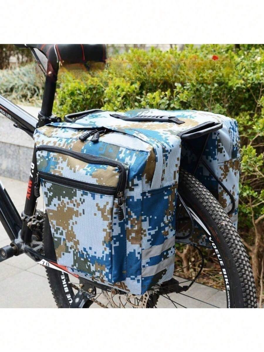 Camouflage Bicycle Large Capacity Riding Bag, Suitable For Bike, Backpack, Bicycle Bag, Anti-Rack, Waterproof, Mountain Bike Bag, Travel Rack Double Carrier Bag, New Camouflage Bicycle, Rear Rack Pannier Bag, Mountain Bike Riding Bag, Rear Seat Tail Carrier Bag, Waterproof Bicycle Large Capacity Pannier Bag, Backpack, Bicycle Bag Anti-Rack Waterproof Mountain Bike Bag, Bicycle Rear Rack Bag - Camouflage - View 1
