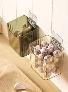 1/2pcs Fridge Organizer Baskets, Food Safe, Suitable For Garlic, Ginger, Spices Storage, Space Saving, Reusable, Washable, Wall Mounted No-Drill, Kitchen Accessories