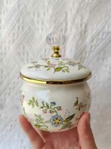 1pc Multi-Color Vintage Enamel Seasoning Jar, Sugar Jar, Salt Jar, Tea Jar, Coffee Jar, Lard Jar With Lid, Thick Retro French Enamel Seasoning Jar, Sugar Jar, Salt Jar, Tea Jar, Coffee Jar, Lard Jar With Lid, Uncoated Acid And Alkali Resistant Storage Jar - Multicolor - View 15