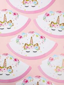 6pcs Unicorn Print Party Hat, Cartoon Cute Headwear For Birthday Party - Multicolor - View 4