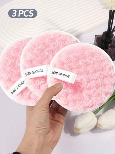 3pcs Facial Cleansing Sponge, Makeup Remover Sponge, Face Washing Tool, Makeup Sponge, Makeup Tool, Reusable Makeup Remover Pad, Suitable For Makeup Removal, Facial Cleansing, Facial Cleanser, Skincare, Shower Gel, Gentle Care For All Skin Types, Washable, Quick Makeup Removal