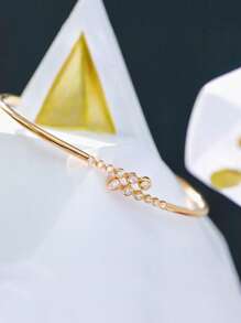 1 pieza Brazalete redondo de plata S925 personalizado con circonita cúbica elegante, versátil y adecuado para uso diario, regalo para mujeres