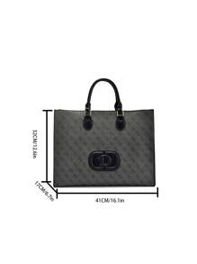 Preference Bag Type 2025 New Fashion Simple Large-Capacity Retro Printing Handbag Popular Hand-Carrying Commuter Ladies Tote Bag - 灰色 - 查看 8