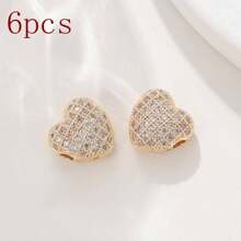 1 pieza/6 piezas Cuentas espaciadoras, suministros para hacer joyas de bricolaje, pulseras y collares hechos a mano - Cuentas de corazón - Ver 5